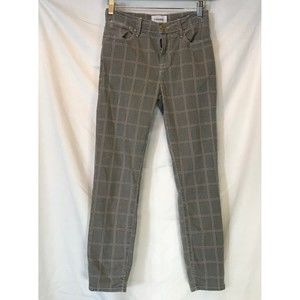 Frame Womens Plaid LE High Waist Skinny Cropped Pants Gray Size 25